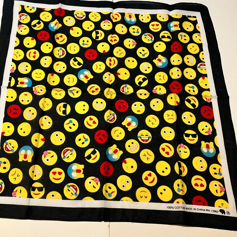 Emoji Print Scarf in Black and Yellow